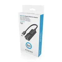 AISENS Conversor USB 3.0 a Ethernet Gigabit 10/100/1000 Mbps, Negro, 15 cm