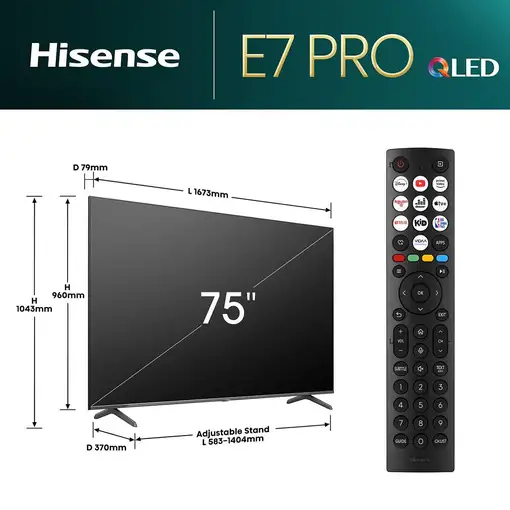 Televisor DLED 75'' 4K Ultra HD Gris Smart 20013843 HISENSE
