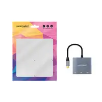 Nanocable Conversor USB-C a HDMI/USB3.0/USB-C PD, 15 cm, Gris