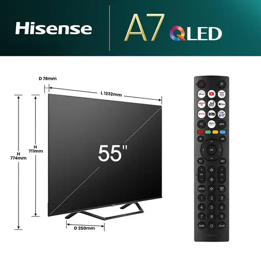 Televisor QLED 55'' 4K Ultra HD Gris Smart 20013993 HISENSE