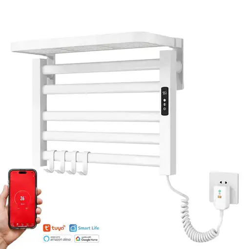 Yoevu- Toallero eléctrico blanco, 100W, pantalla LCD táctil, control WiFi y Alexa Yoevu- Toallero eléctrico blanco, 100W, pantalla LCD táctil, control WiFi y Alexa
