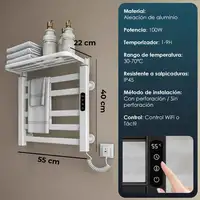 Yoevu- Toallero eléctrico blanco, 100W, pantalla LCD táctil, control WiFi y Alexa