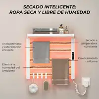 Yoevu- Toallero eléctrico blanco, 100W, pantalla LCD táctil, control WiFi y Alexa