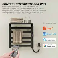 Yoevu- Toallero eléctrico negro, 100W, pantalla LCD táctil, control WiFi y Alexa