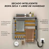 Yoevu- Toallero eléctrico negro, 100W, pantalla LCD táctil, control WiFi y Alexa