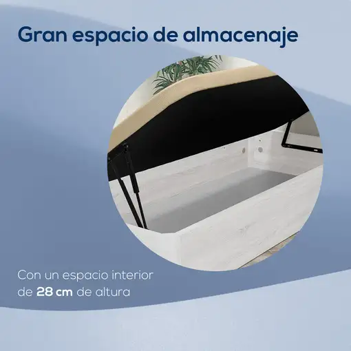 Canapé Abatible Apertura Lateral 105x200, Gran Capacidad, Montaje Incluido, Polar