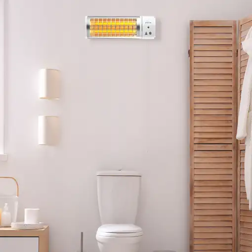 Calefactor halógeno blanco para baño 1200W, Heaty B1200 PURLINE