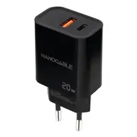 Nanocable Cargador USB-C/PD + USB-A/QC 20W, Negro