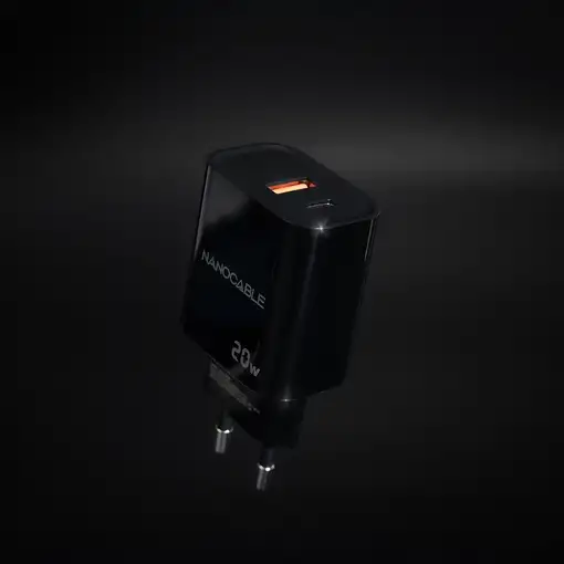 Nanocable Cargador USB-C/PD + USB-A/QC 20W, Negro