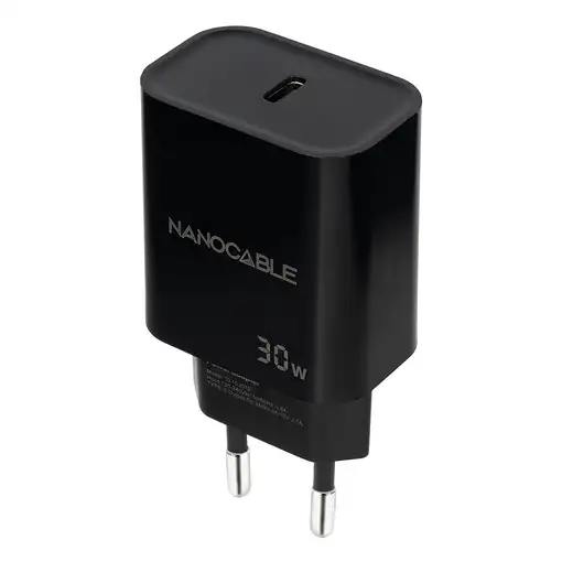 Nanocable Cargador USB-C PD 30W, Negro