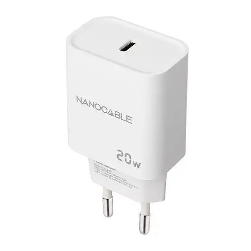 Nanocable Cargador USB-C PD 20W, Blanco