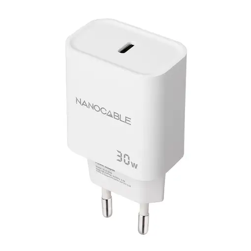 Nanocable Cargador USB-C PD 30W, Blanco
