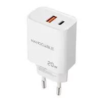 Nanocable Cargador USB-C/PD + USB-A/QC 20W, Blanco