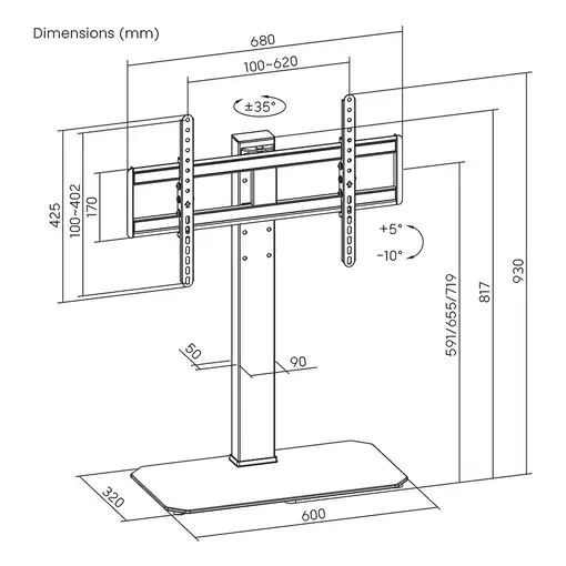 AISENS Soporte De Mesa Eco Giratorio E Inclinable Para Monitor/TV 60kg De 43-86, N