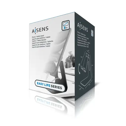 AISENS Soporte De Sobremesa Tamaño M Ajustable (1 Pivote) Para Movil / Tablet, Neg