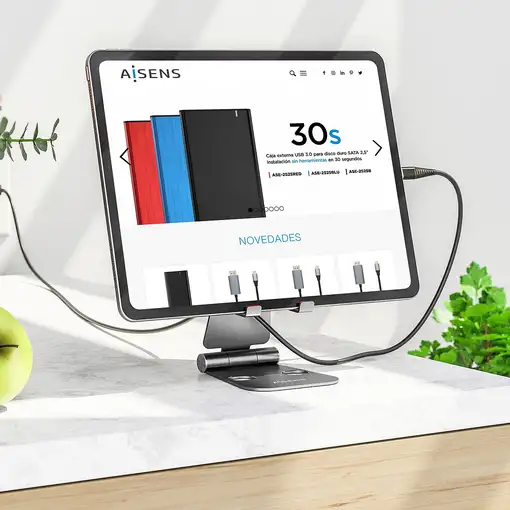 AISENS Soporte De Sobremesa Tamaño XL Ajustable (2 Pivotes) Para Movil / Tablet, G