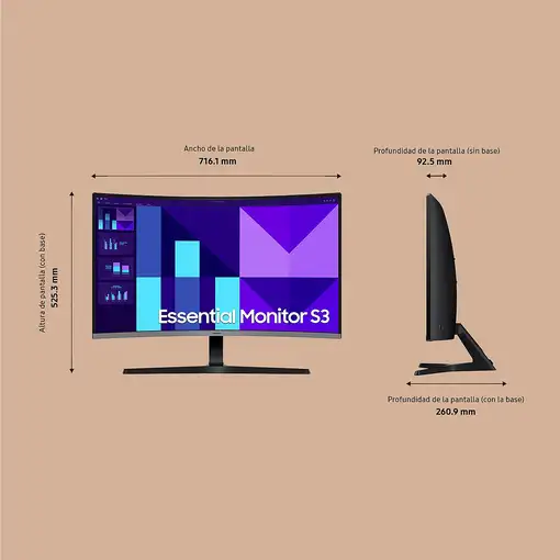 Samsung Monitor Essential 32'' S3(S39GD) IPS vision 178º 100Hz