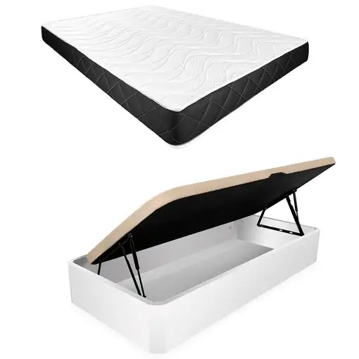 Pack 105x190 Colchón Juno + Canapé Apertura Lateral Montaje Incluido Color Blanco