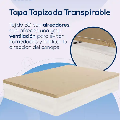 Pack Colchón Juno + Canapé Abatible 90x190 | Montaje Incluido | Color Polar