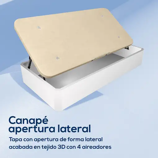 Pack 90x200 Colchón Juno + Canapé Apertura Lateral Montaje Incluido Color Blanco