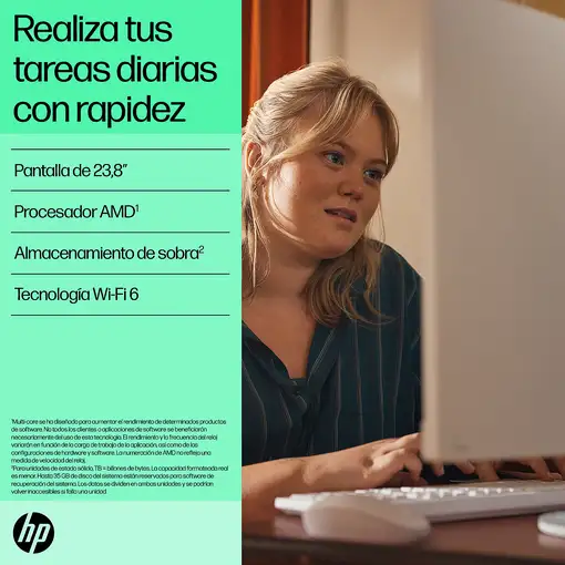 HP 24-cr0161ns AMD Ryzen™ 5 7520U 60,5 cm (23.8'') 1920 x 1080 Pixeles PC todo en u