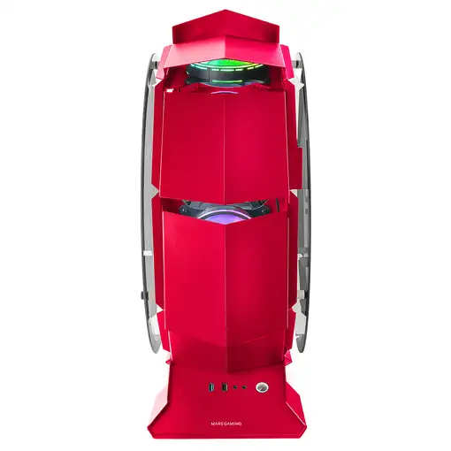 Mars Gaming MCORB Rojo, Caja PC Gaming Micro-ATX XL, Diseño Circular Custom, Doble