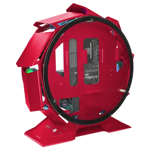 Mars Gaming MCORB Rojo, Caja PC Gaming Micro-ATX XL, Diseño Circular Custom, Doble