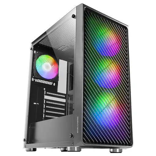 Mars Gaming MC-F, Semitorre Gaming ATX, Ventana Completa Cristal Templado, Frontal