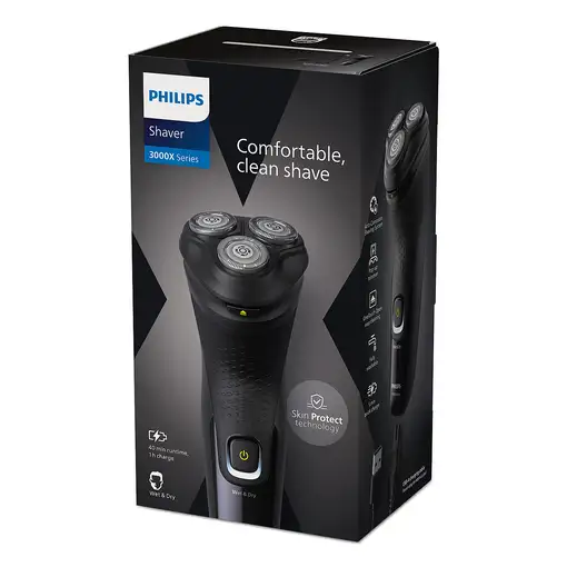 Philips X3021/00 afeitadora Máquina de afeitar de rotación Recortadora Negro