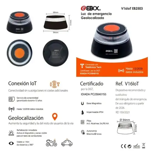 Baliza Ebox V16 Conectada y Certificada DGT