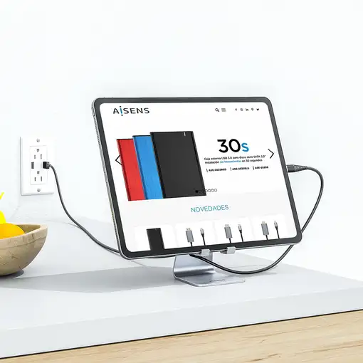 AISENS Soporte De Sobremesa Tamaño M Ajustable (1 Pivote) Para Movil / Tablet