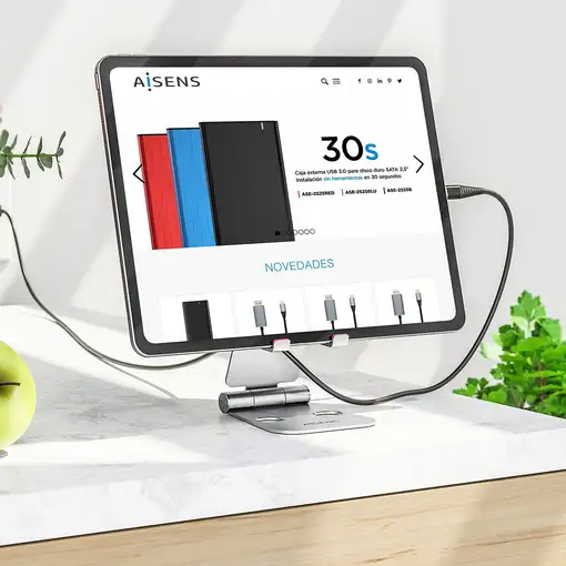 AISENS Soporte De Sobremesa Tamaño XL Ajustable (2 Pivotes) Para Movil / Tablet, P