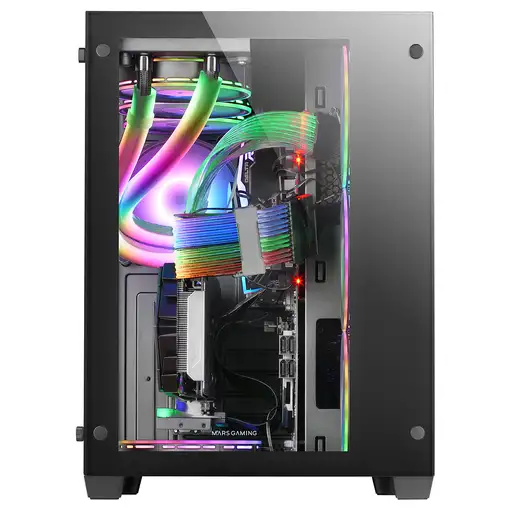 Mars Gaming Torre Gaming Custom XXL E-ATX, Ventana Cristal Templado Lateral y Fron