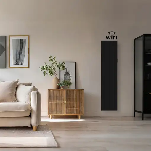 Radiador cerámico vertical AVA WIFI 1000W Negro, Sin Smartbox, Bajo Consumo