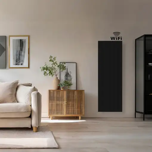 Radiador cerámico vertical AVA WIFI 2000W Negro, Sin Smartbox, Bajo Consumo