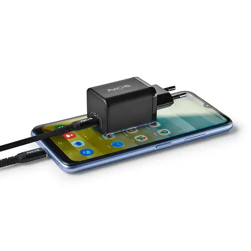 NGS BUD 65W-L: Pack GaN 65W + cable 1.5m + 5 tips Lenovo. Carga rápida. Negro.