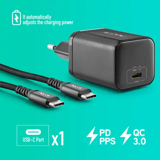 NGS BUD 65W-L: Pack GaN 65W + cable 1.5m + 5 tips Lenovo. Carga rápida. Negro.