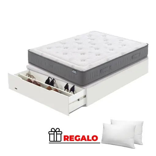 Pack Flex Garbi + Madera 25 Zap. BLANCO + Almohada/s (105x200 cm - Blanco)