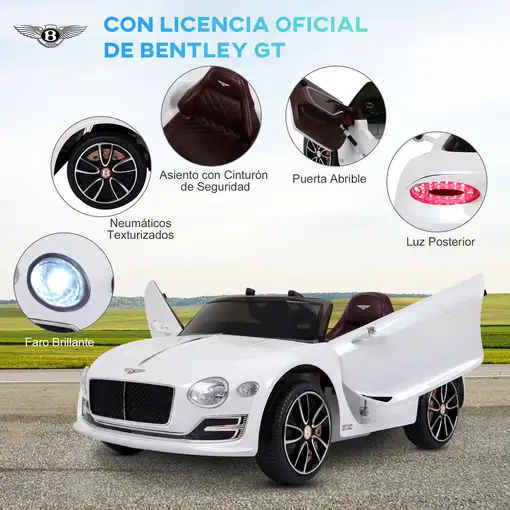 Coche Eléctrico para Niños Bentley GT 12V +3 Años 2 Modos Control Música HOMCOM