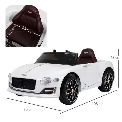 Coche Eléctrico para Niños Bentley GT 12V +3 Años 2 Modos Control Música HOMCOM