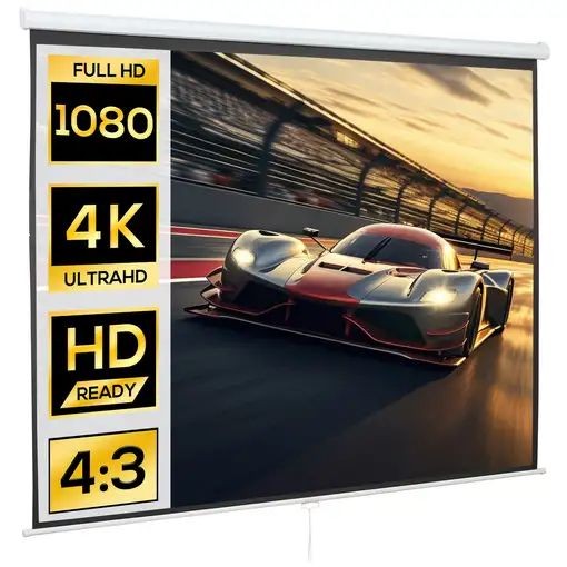 Pantalla de Proyector Manual 120 Pulgadas Formato 4:3/16:9 Blanco HOMCOM Pantalla de Proyector Manual 120 Pulgadas Formato 4:3/16:9 Blanco HOMCOM