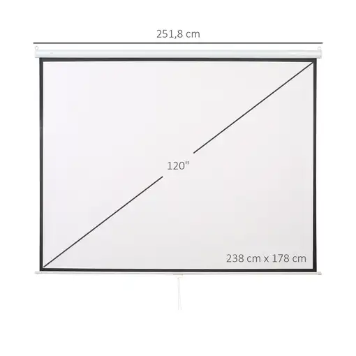 Pantalla de Proyector Manual 120 Pulgadas Formato 4:3/16:9 Blanco HOMCOM