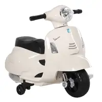 Moto Eléctrica Vespa Niño+18 Meses Faro Bocina Ruedas 66,5x38x52cm Blanco HOMCOM
