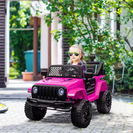 Coche Eléctrico para Niños +3 Años con Control Remoto 100x65x72 cm Rosa HOMCOM