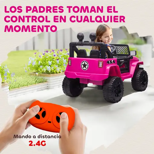 Coche Eléctrico para Niños +3 Años con Control Remoto 100x65x72 cm Rosa HOMCOM