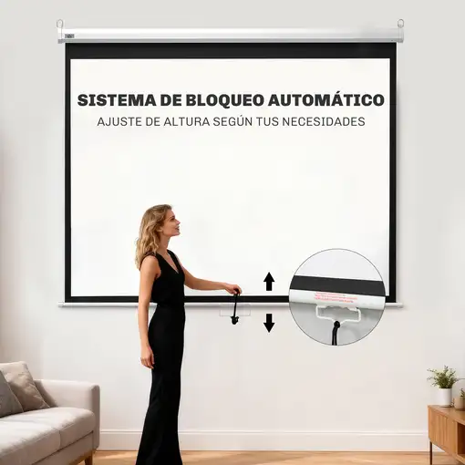Pantalla de Proyector Manual 100 Pulgadas Formato 4:3/16:9 Blanco HOMCOM