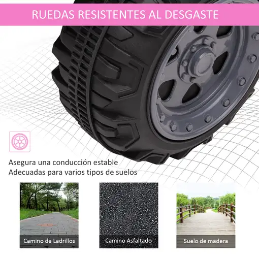 Quad Eléctrico 6V para Niños +18 Meses 70x42x45 cm Rosa HOMCOM