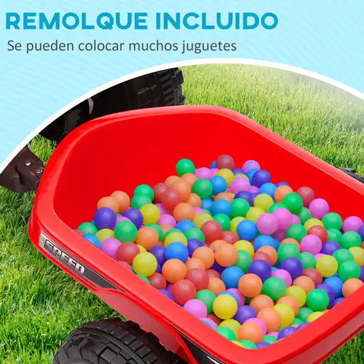 Quad Eléctrico para Niños con Remolque 106x41,5x48,5 cm Rojo HOMCOM