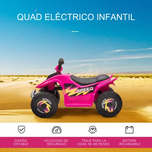 Quad Eléctrico para Niños 18-36 meses 6V Avance Retroceso 72x40x45,5cm HOMCOM