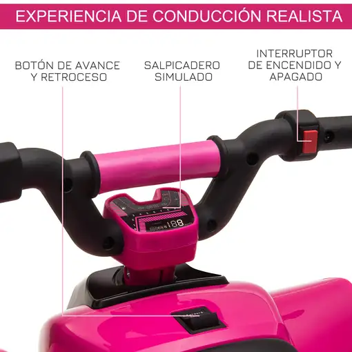Quad Eléctrico para Niños 18-36 meses 6V Avance Retroceso 72x40x45,5cm HOMCOM